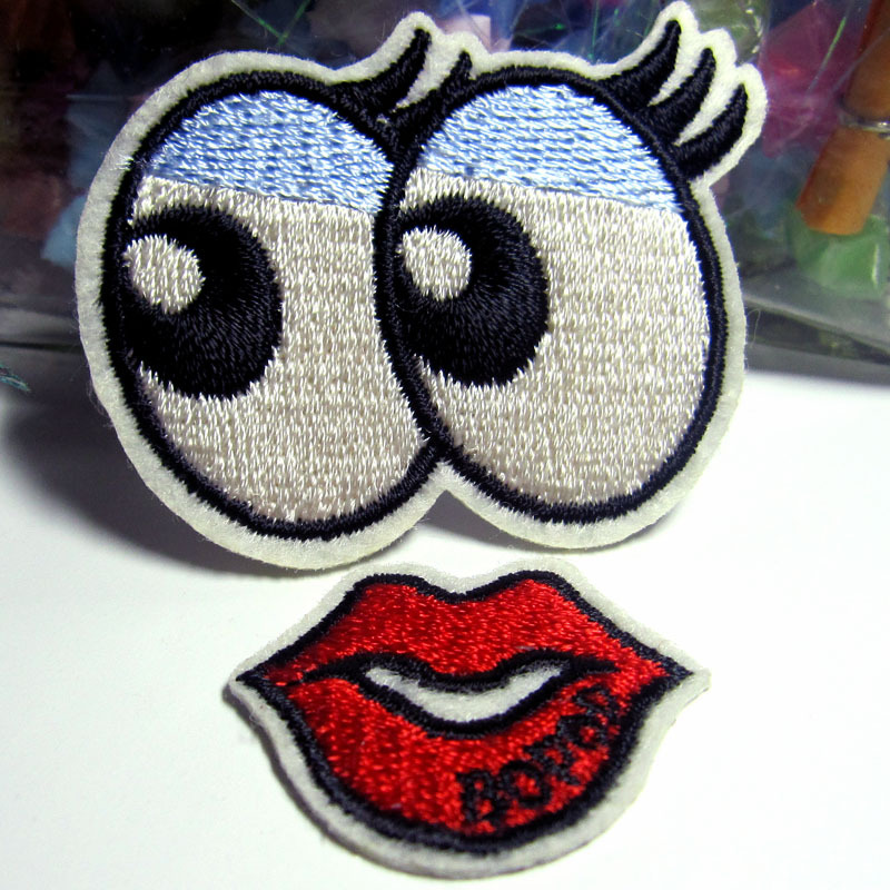 徽章电脑绣花标刺绣手缝布贴衣服饰品补丁贴小量批发字母眼睛嘴巴