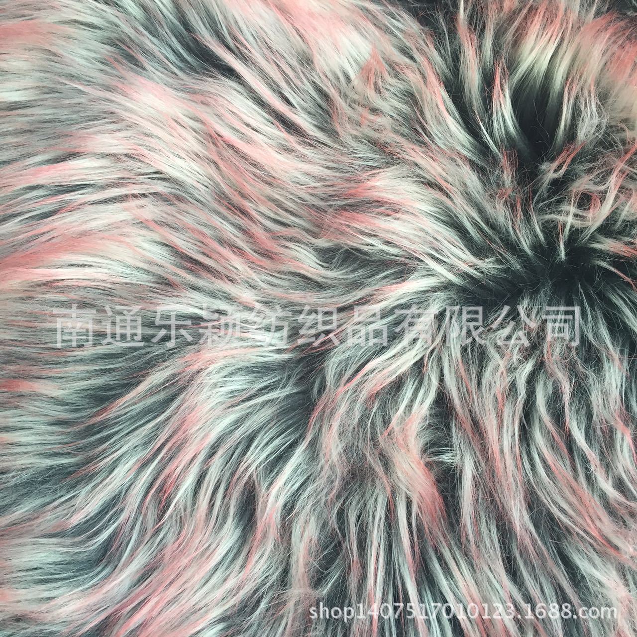 黑底 毛尖染色 长毛绒 海派 服装面料LY496