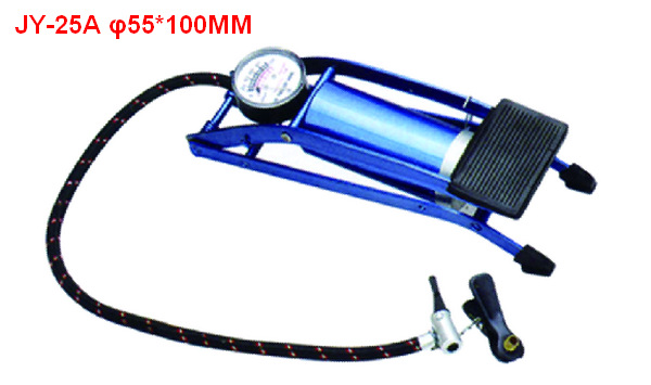 供应金属脚踩自行车球类充气玩具单管双管带表打气筒JY-25系列