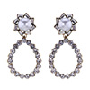 Fashionable retro earrings from pearl, accessory, European style, diamond encrusted, wholesale