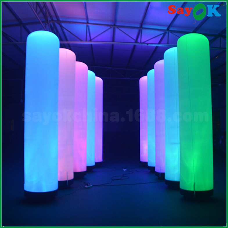 厂家批发灯光LED灯柱 充气印刷广告圆柱 发光LED彩灯立柱气柱