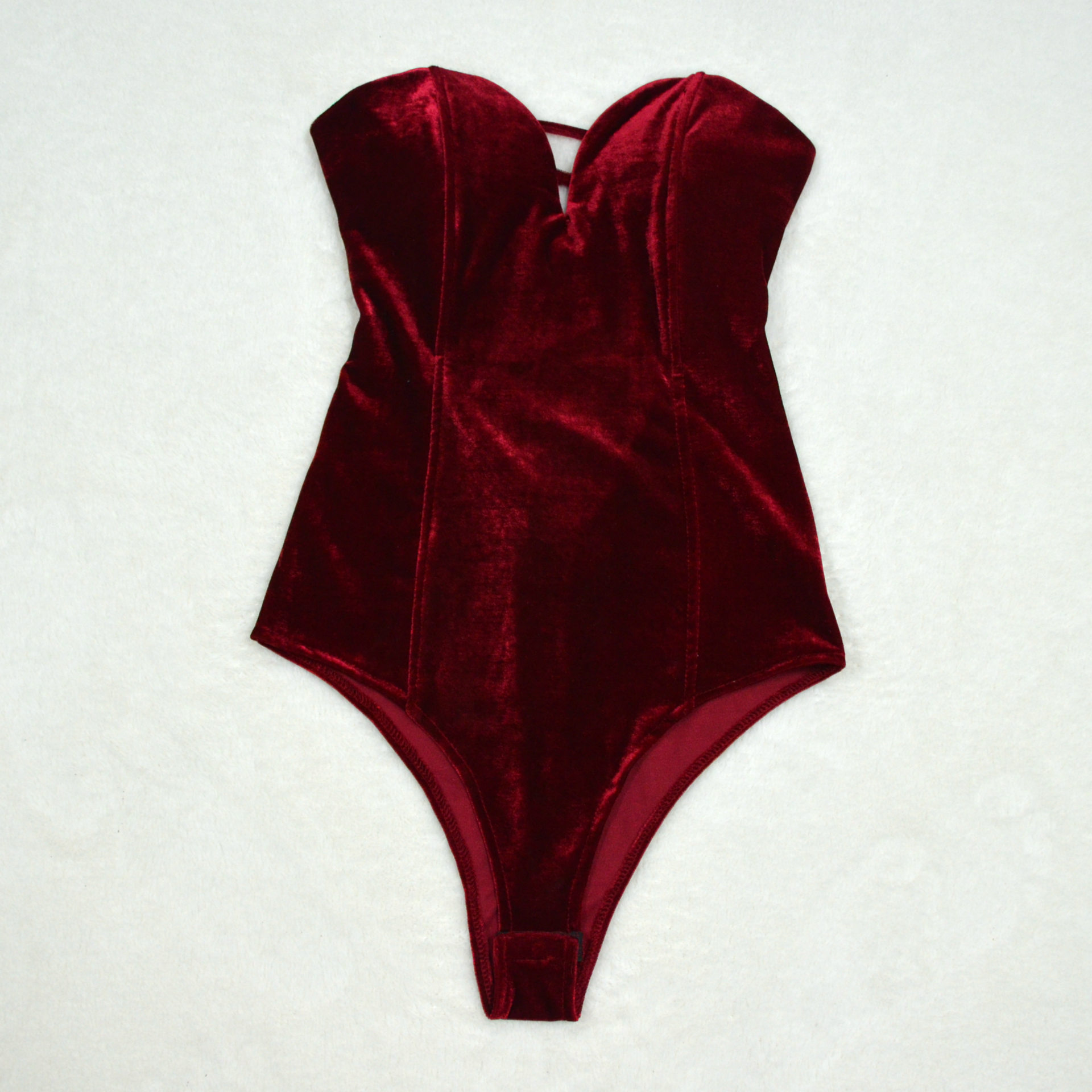 Womens Velvet Backless Skim Bodysuit Jumpsuit Bodycon Leotard Corset ...