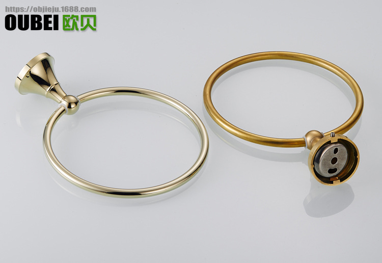 G6811 电镀锆金色卫生间全铜毛巾环挂毛巾挂环圆