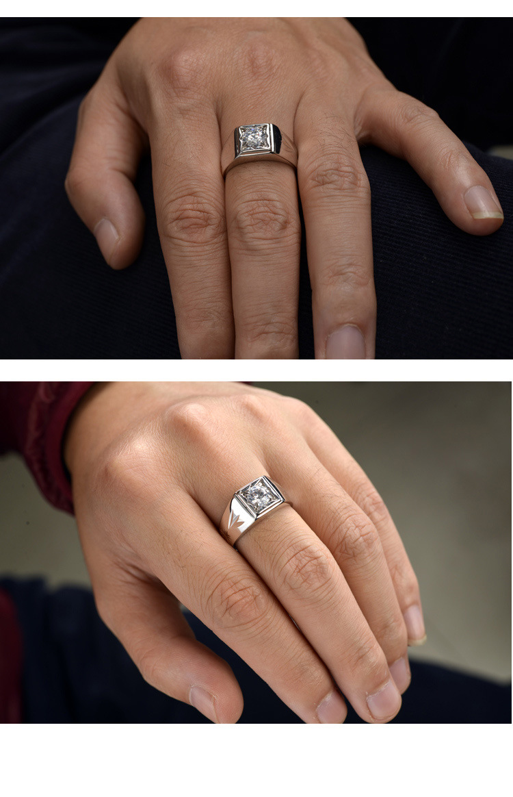 White Color Handmade Simple Inlaid Zircon Men's Ring Popular New
