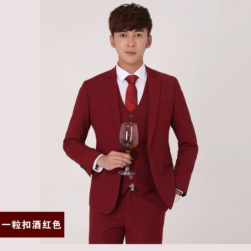 Men's Classic Suit Set (Laiban), Fuchsia Three-Piece, Small Fit, Sizes 160–195