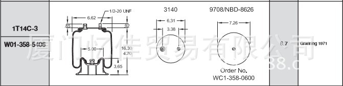 FIRESTONE气动隔振器 W01-358-5406 橡胶空气弹簧 气囊缓冲器
