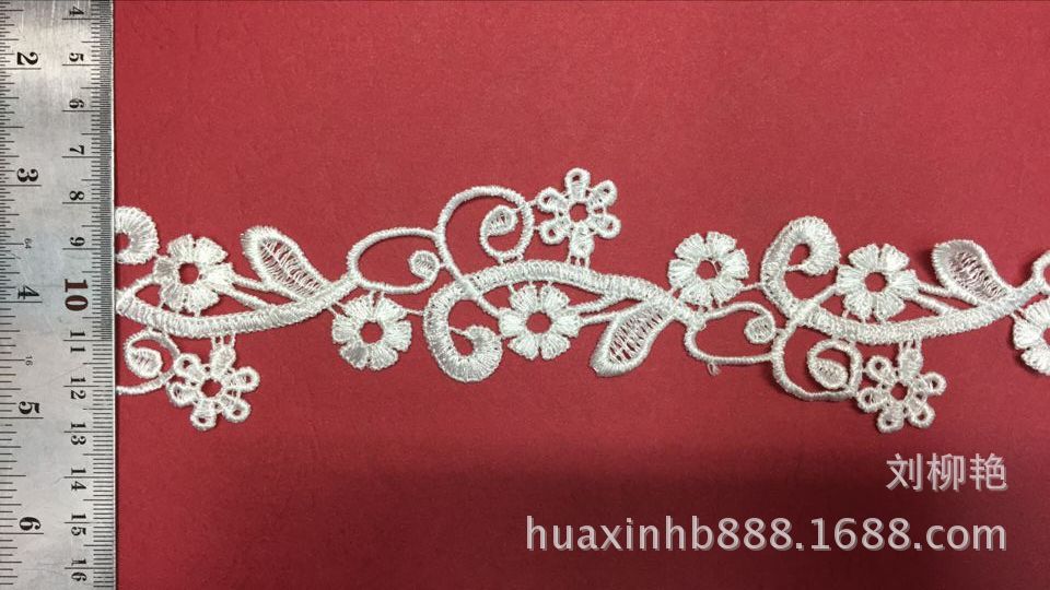 涤光丝水溶刺绣条码涤光丝花朵链条婚纱花边新款晚礼服花边宽花边