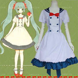 动漫初-音-未来白雪公主长裙棉麻套装 cosplay服装女装cos日常服