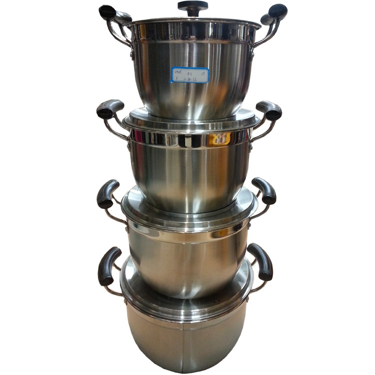 Factory direct sales of stainless steel soup pot, Korean-style single-bottom pot, household multi-functional double-ear soup pot, stewing pot, four-piece set detail image 2