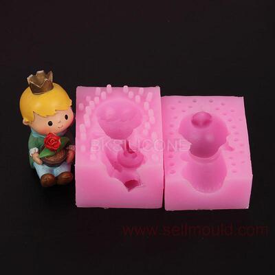 WA008 3D肥皂蠟燭樹脂矽膠模具蛋糕裝飾捧著玫瑰小王子