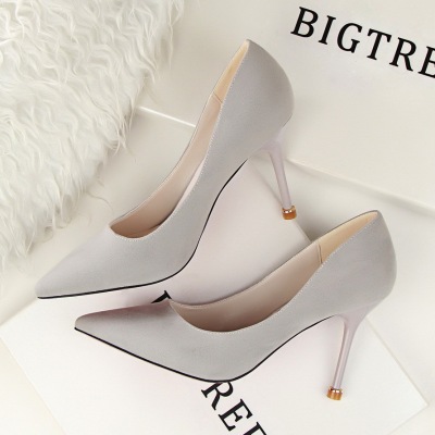 1011-1 han edition fashion contracted fine with high heels suede shallow mouth pointed sexy show thin professional OL wo