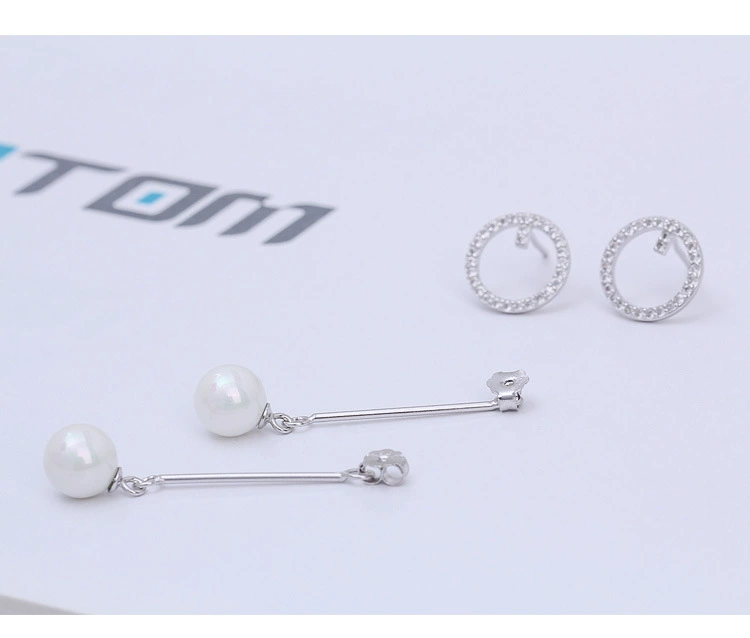 Long earrings, accessory from pearl, silver 925 sample, Korean style, 925 sample silver