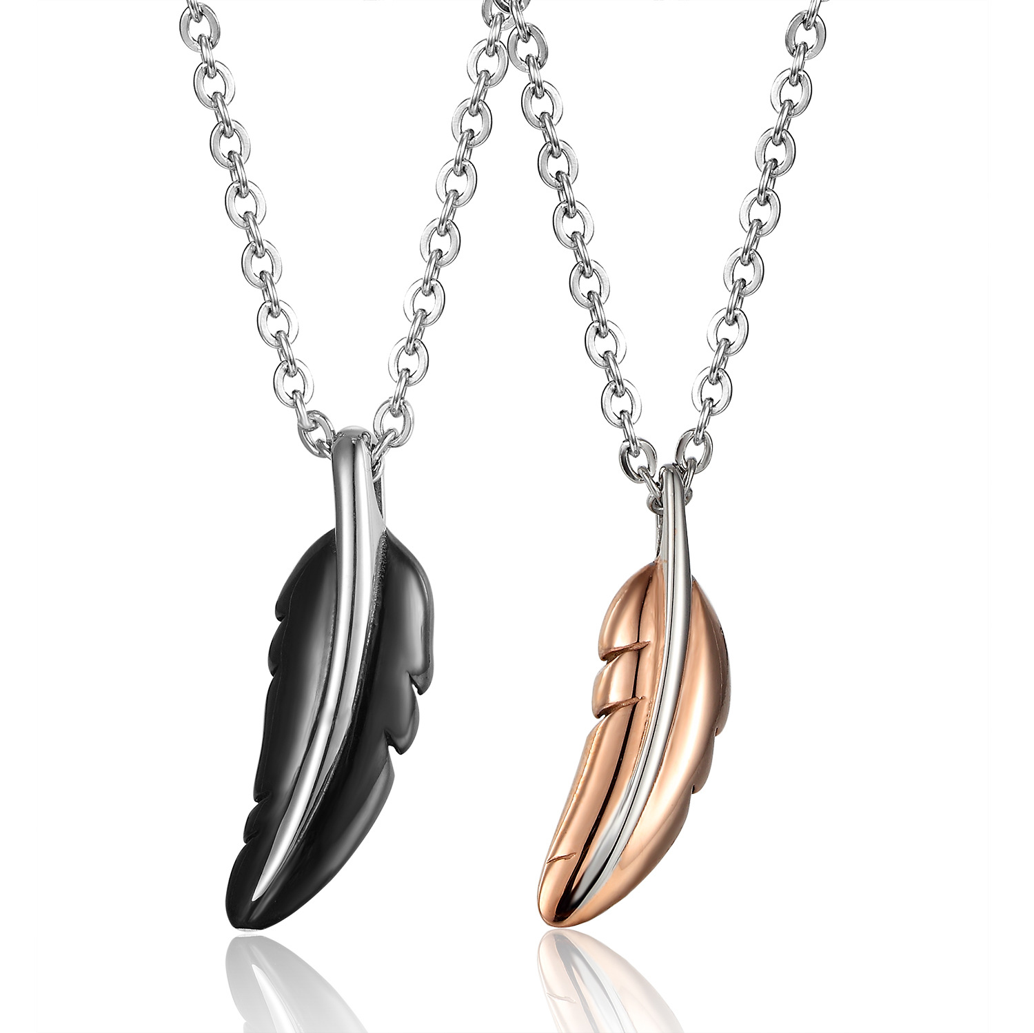 一件代发 韩版抛光铸造个性欧美风 不锈钢情侣树叶项链吊坠P192