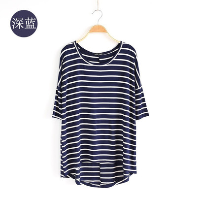 春秋新款 条纹女士宽松韩版大码女装打底衫 蝙蝠袖T恤厂家直销