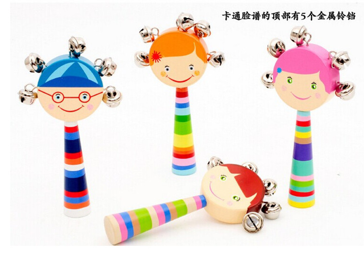 wooden  colour Rattle children Bell Puzzle interest baby Early childhood music children Baby Early Learning
