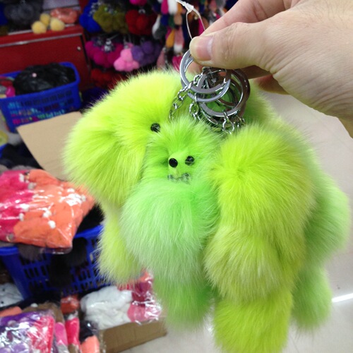 Manufacturer's price fur pendant little fox car keychain creative cartoon doll fox fur women's bag accessories
