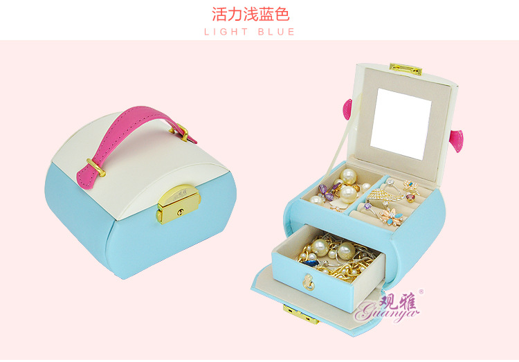 New Carrying Belt Jewelry Box Bracelet Packaging Box Leather Three-layer Jewelry Box display picture 1