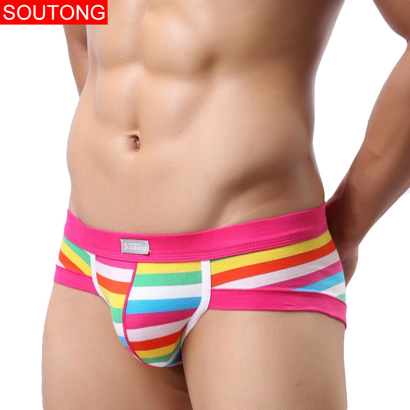 Search with genuine goods men's cotton striped triangle u convex sexy men's underwear factory wholesale micro-elastic trend