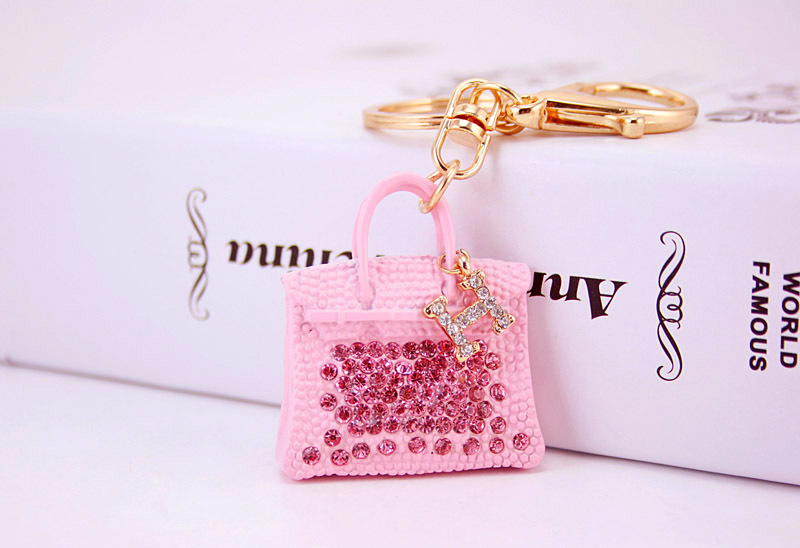 Cute Diamond-studded Portable Bag Car Ladies Metal Pendant Keychain display picture 22