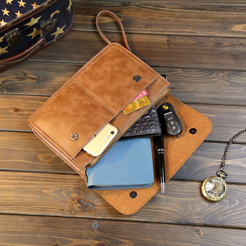 Small Size Men's Solid Color Pu Leather Magnetic Buckle Long Wallets