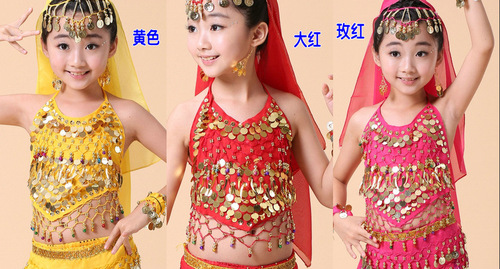 New children's belly dance clothing, practice children's Indian dance performance costumes, children's chili bellyband tops