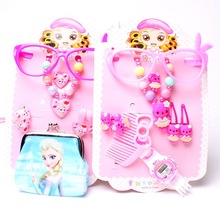 日韓兒童冰雪奇緣項鏈女童零錢包套裝發夾項鏈組合精品店飾品 M18