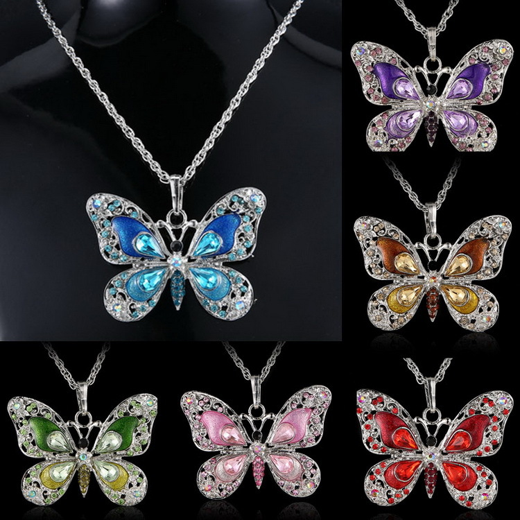 Europe and America Retro Multicolor butterfly Necklace Manufactor Direct selling animal Pendant AliExpress Foreign trade Source of goods Necklace
