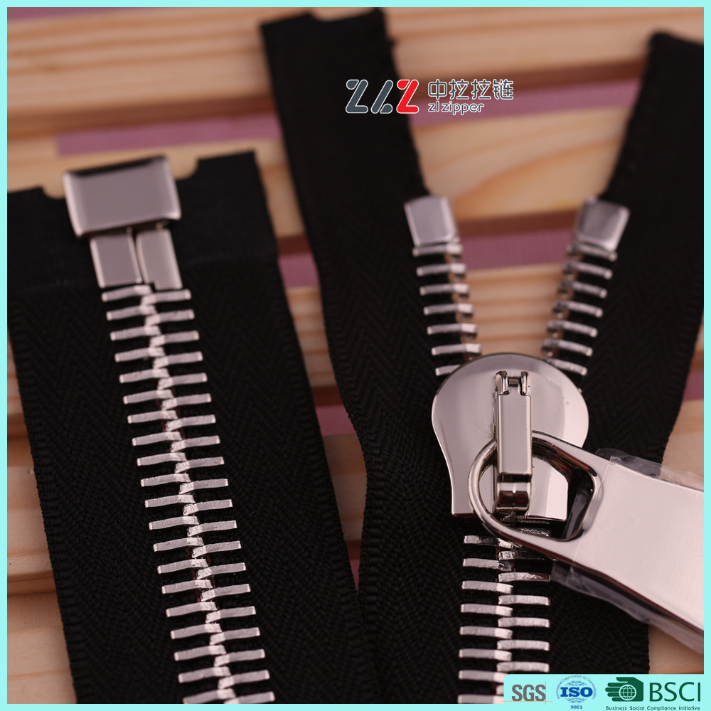ZLZ厂家直销15号白金牙金属拉链 服装自锁开尾金属拉链批发