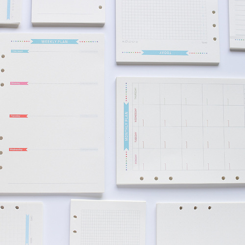 A6 6-hole blue label functional inner core notebook, loose-leaf replacement core, color inner core, handbook diary, monthly diary, weekly diary