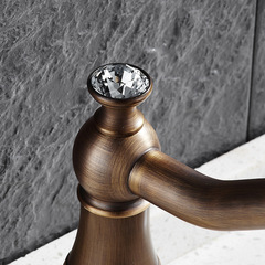 海銘斯 歐式仿古浴室面盆水龍頭 單孔冷熱水360°旋轉龍頭9080