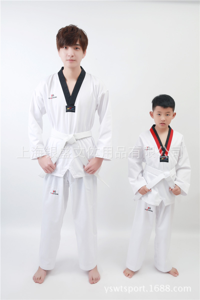 All Cotton Taekwondo Clothing Red and Black Collar Taekwondo Clothing, Taekwondo Clothing for Adults and Children
