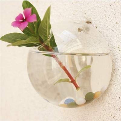 悬挂式墙壁花瓶透明玻璃水培装饰器皿创意居家装饰工艺品|ru