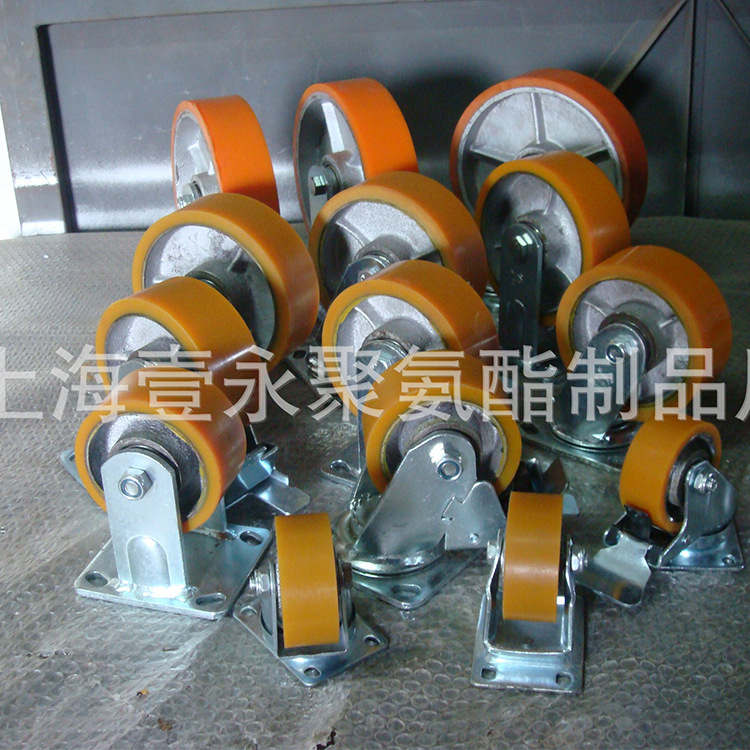 供应聚氨酯铸铁叉车轮包胶 铸铁脚轮 耐冲击脚轮
