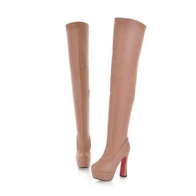 side zipper nightclub women’s high heel long barrel high boots