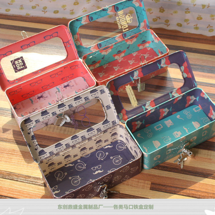 大号翻盖马口铁盒连盖饼干盒杂物盒桌面收纳盒四川云南贵州定制