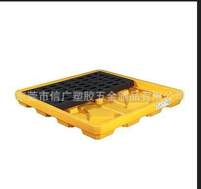 供应浙江2桶型平台式耐酸碱塑胶防盛漏托盘 液体防溢漏塑胶卡板