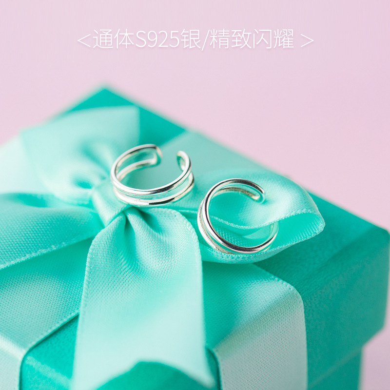 S925 clip de orejas de plata para mujeres moda coreana de doble capa clip de orejas cruzado sin agujeros de orejas pernos E3049