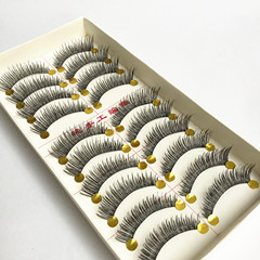 Crossed 4 Handmade Cotton Wire Eyelashes with Lengthened Outer Corner, Factory Wholesale 10 Pairs Set