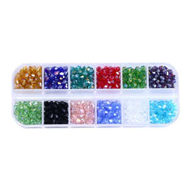 12色4mm八角珠水晶珠子盒子装720pc DIY手工饰品配件 跨境热销