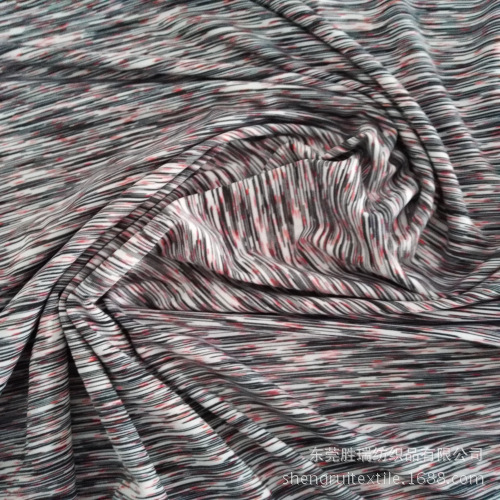 针织色纱弹力布 涤氨段染面料 纬编七彩段染色纱布 瑜伽面料