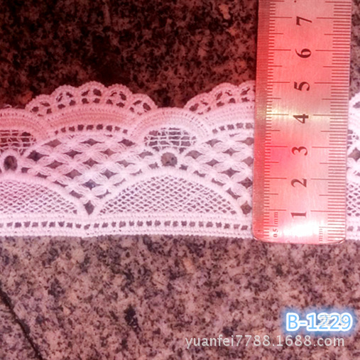 B-1229波浪镂空全纯棉刺绣水溶棉花边DIY服装辅料宽5厘米现货