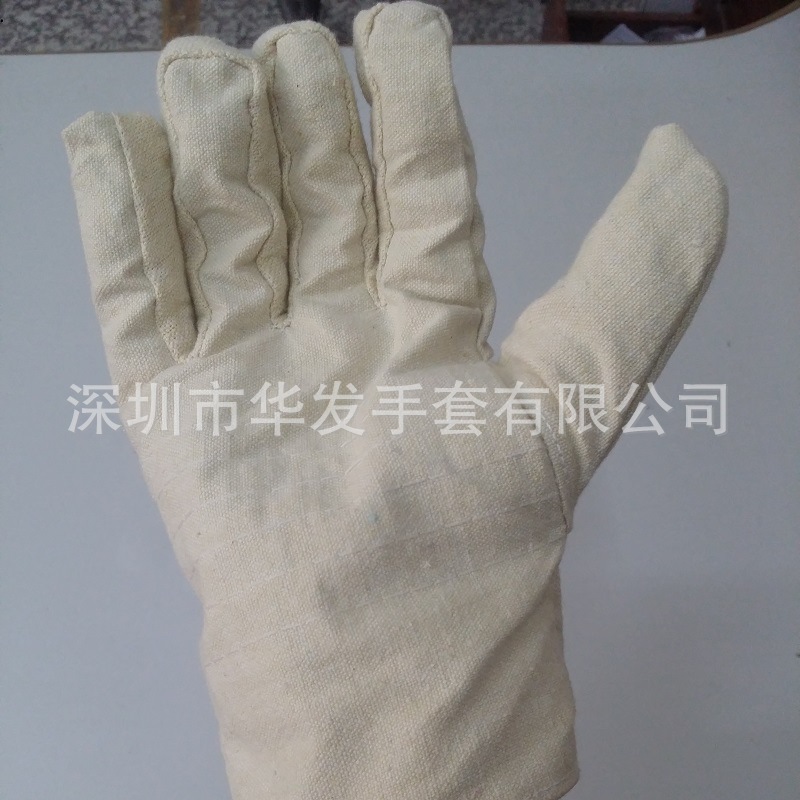 耐磨隔热6道线双层加厚全棉帆布手套 电焊防护专用劳保手套|ms