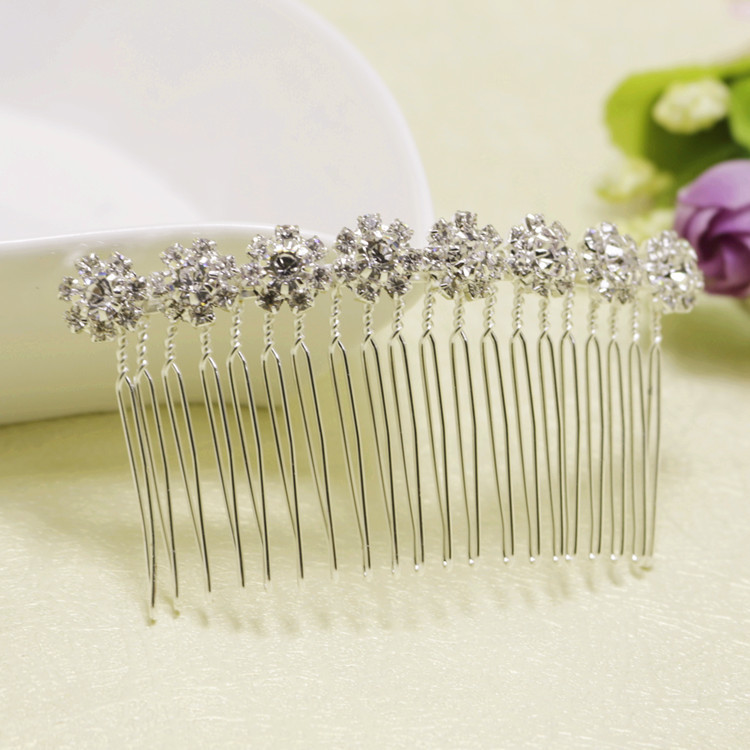 Women's Fashion Waves Flower Alloy Rhinestone Insert Comb display picture 4