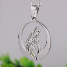 简单个性简约 不锈钢316L 精致狼头吊坠项链  N400