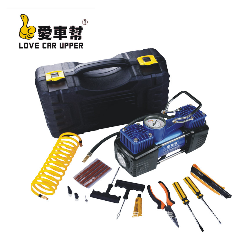 汽车金属车载充气泵 双缸打气泵 12V轮胎充气泵汽车充气泵