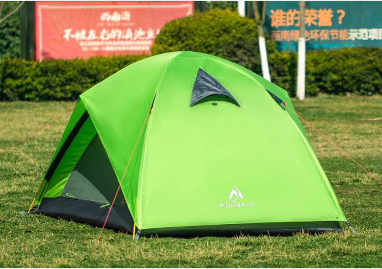 Wholesale pinnacle double-layer outdoor 2-3 people camping rainproof breathable aluminum pole glass pole tent