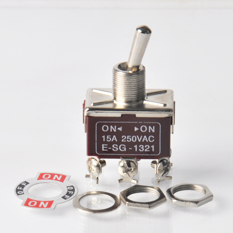 1321 六脚两档螺丝脚螺帽加厚不滑全铜配件双刀双掷双开钮子开关