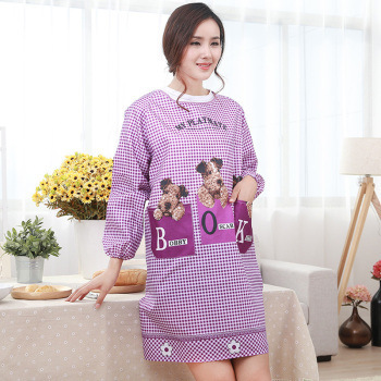 Korean Edition new pattern Integrated apron Long sleeve adult Dressing Cartoon Puppy lovely With sleeves Burqa violet