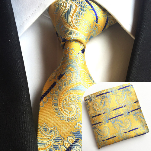 Manufacturer supplies  paisley waistband 8cm men's tie pocket square set