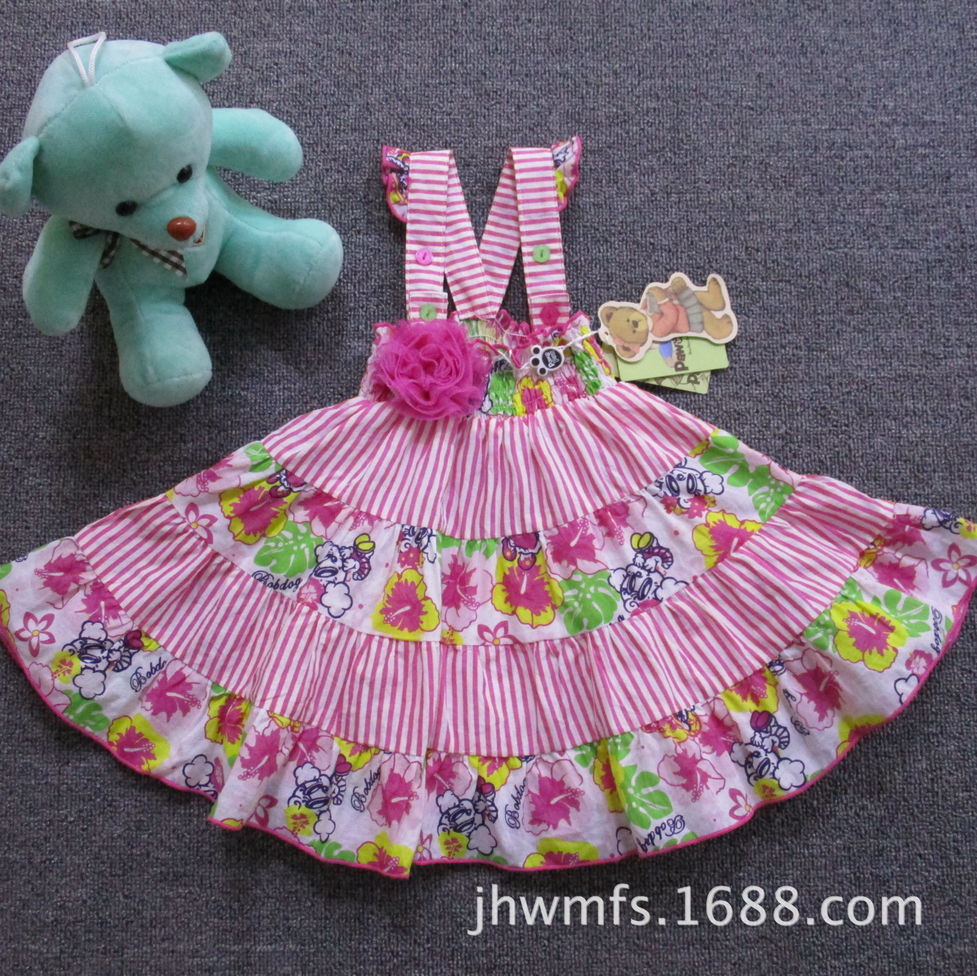 外貿原單花朵吊帶裙